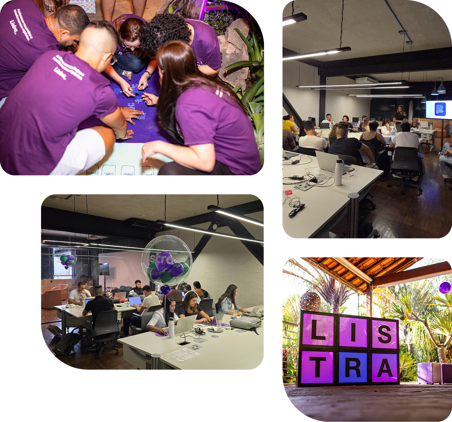 Time Listra em ação workshops, escritório e cultura